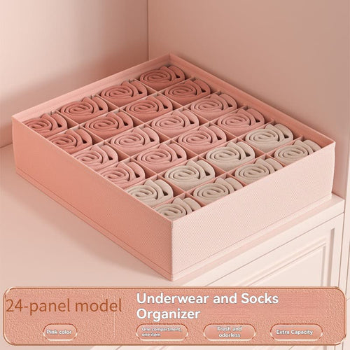 Fabric Socks Drawer Organizer – 24 Grid Underwear and Sock Storage Box