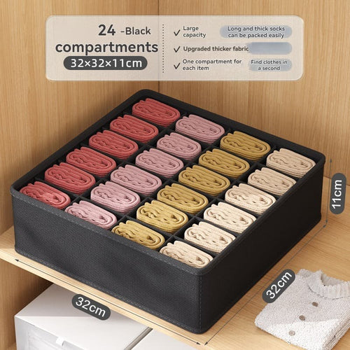 24 Grid Fabric Drawer Organizer for Socks and Underwear Storage