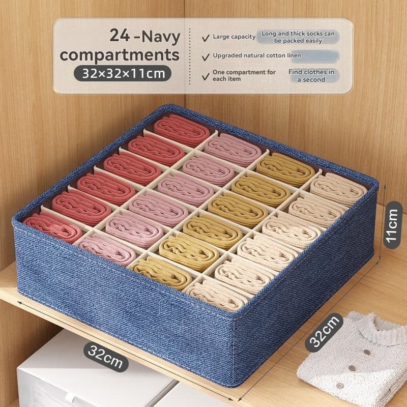 24 Grid Fabric Drawer Organizer for Socks and Underwear Storage