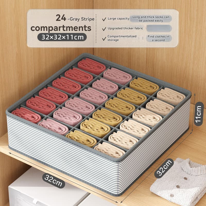 24 Grid Fabric Drawer Organizer for Socks and Underwear Storage